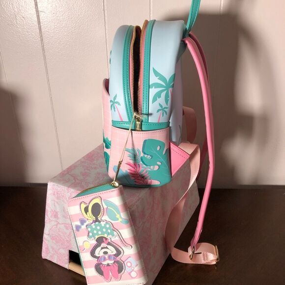 NWT Disney Womens Loungefly Mini Mouse Mini Backpack with Wallet Set Multicolor - Picture 3 of 5